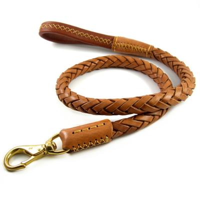 China Thoughtful Premium Soft And Sturdy Leather Pet Leash Lead Training And Braided Dog Walking Leash for sale