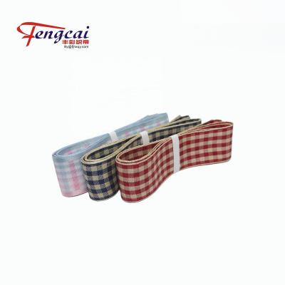 China High Tenacity 25MM Manufactures Factories Custom Wholesale Polyester Gingham Fabric Ribbon / Gingham Ribbon for sale