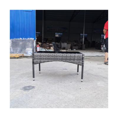 China Modern Outdoor Garden Steel Frame Wicker Dining Table Chairs Set Patio PE Rattan Garden Set for sale