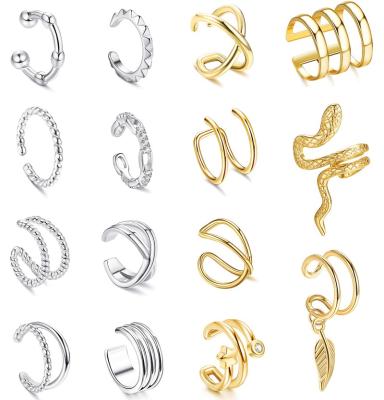 China FASHIONABLE Wholesale Custom Designs Men Open Gold Plated Women Adjustable Ear Cuffs Jewelry Women Non-Piercing Zircon Clip Earrings Party for sale