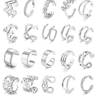 China Fashionable Vintage Jewelry Ear Cuff SILVER Street Pulled Artificial Diamond Geometry Men Women Accessories Clip On Earrings Cool Personality for sale