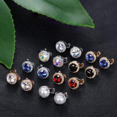 China Trendy Non-Piercing Gemstone Pearl Clip Earrings Helix Ear Cartilage Ear Cartilage Clip On Stud Earring Bridal Jewelry for sale