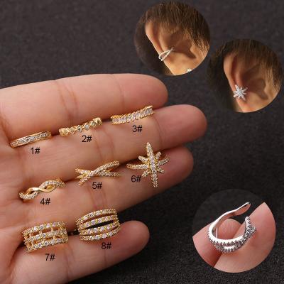 China New Arrival FASHIONABLE Adjustable Ear Cuff 8mm CZ No Piercing Conch Ear Cuff Cartilage Helix Orbital Non Piercing Jewelry for sale