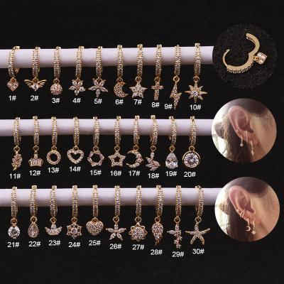 China FASHIONABLE CZ Star Square Heart Circle Cartilage Helix Tragus Earring Nose Circle Ear and Nose Piercing Jewelry for sale