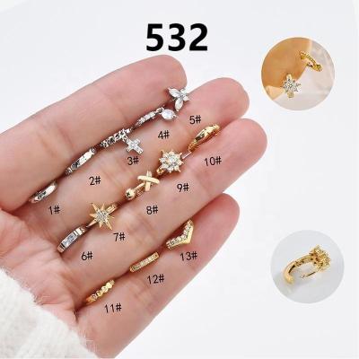 China Hotselling CLASSIC Copper With Zircon Gold Silver Clicker Circle Cartilage Rook Orbital Ear Piercing Jewelry for sale