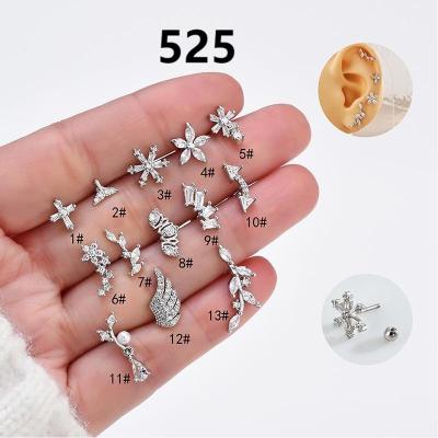 China New Delicacy 20g FASHIONABLE White Yellow Rose Gold Color Stainless Steel CZ Ear Tragus Daith Cartilage Piercing Jewelry for sale