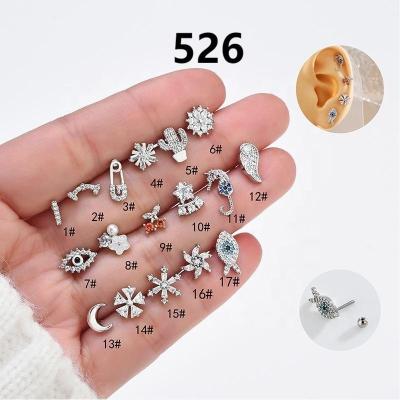 China FASHION Mixed Rose Gold Curved Stainless Steel Jewelry Flower Crown Daith Tragus Piercing Earring 3 Colors Silver Bar Earring for sale