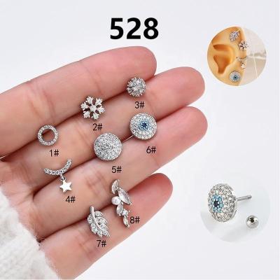 China New Trendy Fashion 316L Stainless Steel CZ Surgical Nose Ring Indian Screw Nose Stud Nose Piercing Jewelry For Women for sale