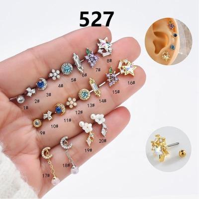 China New Arrival Super Tiny Moon Jewelry Wholesale Stainless Steel Propeller Cross Front Rook Fashionable Star Piercing Mini Earring for sale