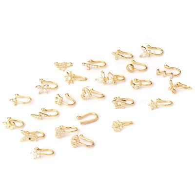 China FASHIONABLE Hot Selling Nose Rings 316L Stainless Steel Silver And Gold Plated Ear Nose Clip For Women Zircon No Piercing Nose Claps Jewelry for sale