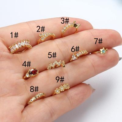 China Women Piercing Nose Stud Earrings Ring Sets Hoop Paved CZ Zircon Flower Tragus Nose Cartilage Hypoallergenic Trendy Trendy Jewelry for sale