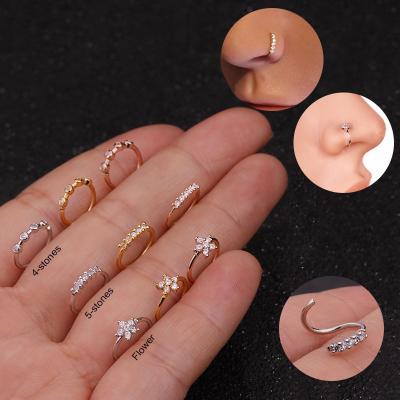 China 8MM TRENDY Gold/Rose Gold Cz Cartilage Huggie Piercing Circle Helix Earring Daith Tragus Conch Silver Cozy Ear Rook Piercing Jewelry for sale