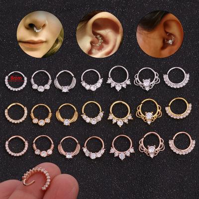 China Body Jewelry Manufacturer Custom Gold Plated Cubic Zircon Eyebrow Nose Earring Piercing Hoops Wholesale TRENDY for sale