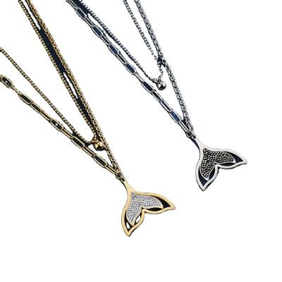 China Wholesale FASHIONABLE Elegant Luxury Minimalist Tasty Necklace Stainless Steel Jewelry Shell Mermaid Pendant Extension Chain for Women for sale