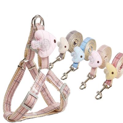 China Quick Release Goldfish Puppet Flat Rope Pet Traction Rope Chest Strap Plaid Patch Dog Cord Large Can Adjust Cat Chest Strap Pet Supplies for sale