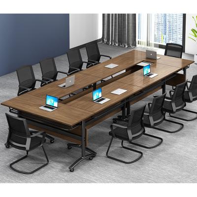 China Foldable Folding Table Education Institute Training Office Long Mobile Conference Table Combination Double Table for sale