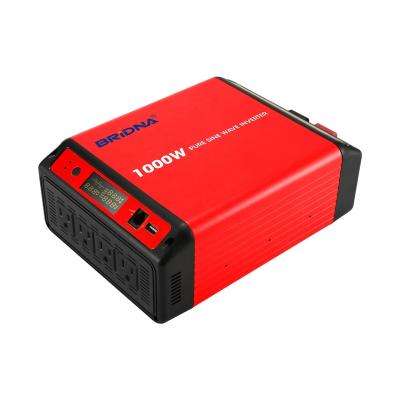 China Factory 1000w 12v 24v dc to 110v 100v ac 1000 watt pure sine wave power inverter with 4 US plug 297*191*98mm for sale