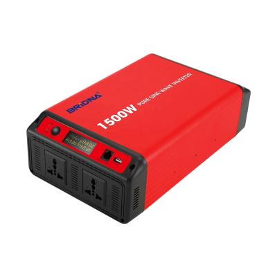 China 1500w 12v 24v 48v smart dc to 220v 50hz pure sine wave 1500 watt off grid power inverter 363*191*98mm for sale