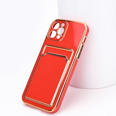 China Luxury Electroplating Anti-drop TPU Phone Case with Mobile Card Holder Cover for Samsung Galaxy s21 ultra for sale