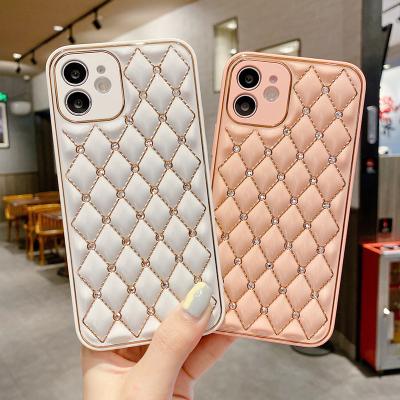 China Shockproof Luxury Plating Frame Diamond Decorative Oil Spraying Mobile Cover Cell Phone Case for sale