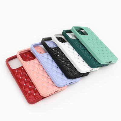 China Bling Diamond Sticking Decoration Luxury Design Cell Phone Shockproof Rhombic Case For I 11 12 13 Series Phone for sale