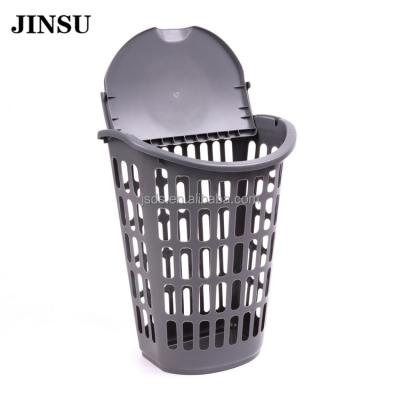 China Fashion Foldable Laundry Mesh Hamper Plastic Storage Basket with Lid for sale