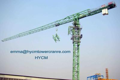 China 50m Jib Flat Top Tower Crane 10 ton Max. Load Capacity 2.3t Tip load in Russia with Safety Monitor System for sale