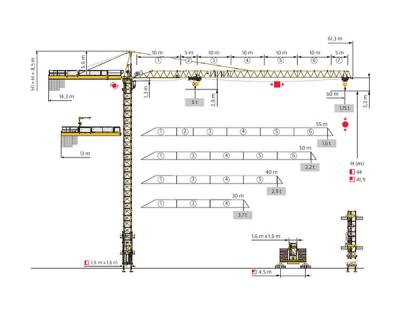 China MC120B Used Tower Crane with L46A1 Mast Section for 11 Storey Building Construction for sale