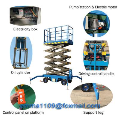 China Hot 110v to 240v 50hz Electrical Battery Control Hydraulic Self Propel Scissor Lift for sale