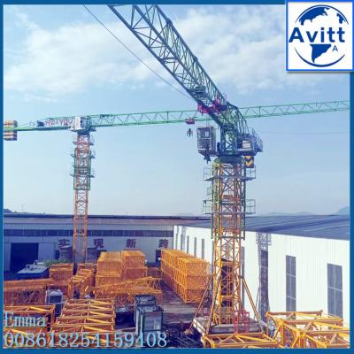 China Hot PT6013 Flat Top Tower Crane 6tons Max Load 60mts Jib with Green Color for sale