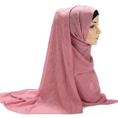 China Popular Luxury Female Soft Muslim Chiffon Faux Stone Shawl Headscarve Shawl Wrap Fashion Hijab Fashion Hijab Turban Long Instant Muslim Scarf for sale