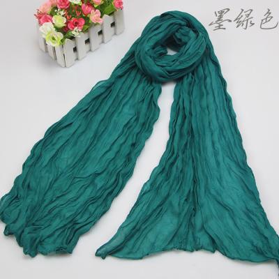 China 2022 New Popular Style Solid Color Pleated Voile Scarf Wraps For Women Lightweight Pleat Voile Scarves Shawl For Kids for sale