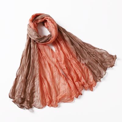 China 2022 new popular style two color mixed pleated voile scarf wraps for women light pleat voile scarves warm shawl for fall winter for sale