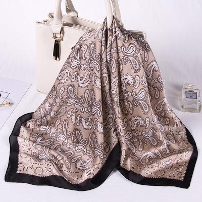 China Custom Luxury Satin Square Scarf Women's Fashion Feeling Silk Feeling Silk Scarf Square Pattern Digital Printing Square Face Satin Shawl Scarves for sale