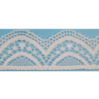 China White Knitted Nylon Trim 2.5cm Wide Spandex Stretch Scallop Lace Elastic For Clothing Border for sale