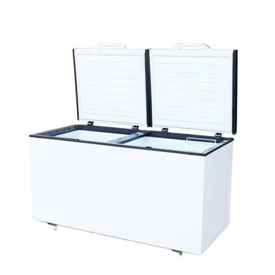 China 220V 1000L Hotel Horizontal Double Door Chest Freezers With Lock for sale