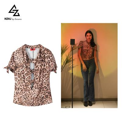 China 2022 Fashion Anti-wrinkle Sexy Ladies Leopard Print Upper Lightweight Breathable Top For Dress Woman for sale