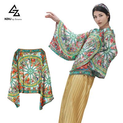 China Anti-Wrinkle Sleeves Link Detail Wrap Design Upper Breathable Lightweight Floral Fluted Chinese Women Women For Ladies for sale