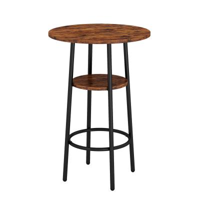 China Eco-Friendly Easy To Assemble Round Sturdy Easy Assembly Industrial Design Metal Frame Bar Dining High Kitchen Bar Table for sale