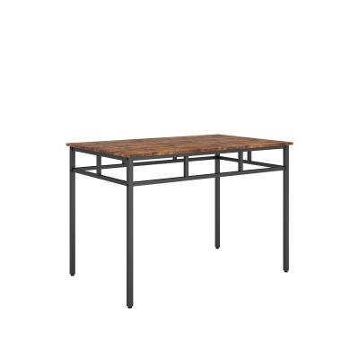 China Eco-Friendly Easy To Assemble Rustic Brown Metal Industrial Wood Dining Room Living Room Furniture Multifunctional Desk Dining Bar Table for sale