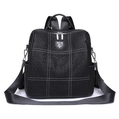 China 2022 New Fashion Lady Backpack 2022 New Korean Fashion Soft PU Leather Large Capacity Leisure Dual Function Single Backpack for sale