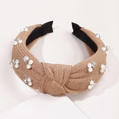 China Newest Newest Ladies Hair Decoration Handmade Knitted Knotted Crystal Embellished Crystal Headband For Women Hair Accessories for sale