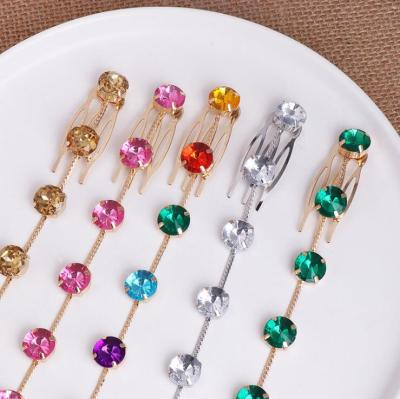 China Wholesale 2020 newest rhinestone hair clip chain crystal stone accessories fashion multi-color chain women long hair decoration ladies hair clip chain for sale