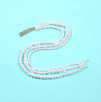 China Ladies' Hair Decoration Sell 2020 Wholesale Newest Institut Statistics Pearl Hair Bead Chain Women's Long Beads Hair Clip Chain Accessories For Women for sale