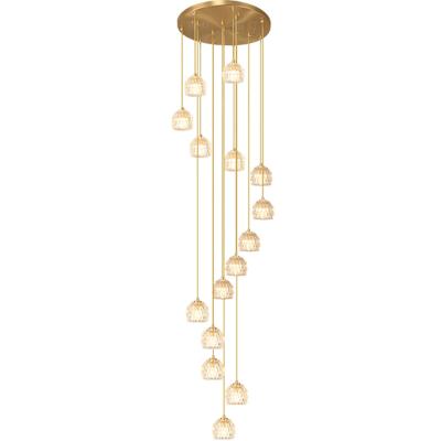 China Staircase Luminous Contemporary Chandelier Luxury Indoor Hanging Lights Home LED Light Designer Nordic Modern Glass Chandelier for sale