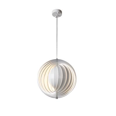 Cina Lighting Fixture Luxury Decorative Luminous White Striped White Striped Dining Room Lighting Fixture Moon Pendant Lamp Iron LED Hanging Hanging Light in vendita