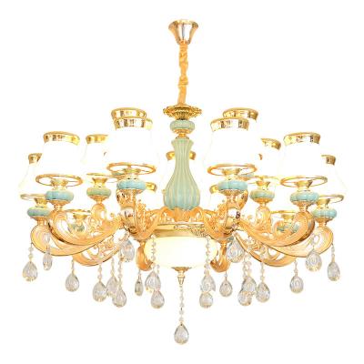 China Wholesale Modern Luxury Luminous Droplight Villa Living Room Modern Pendant Led Lighting Chandelier Led K9 Crystal Light for sale