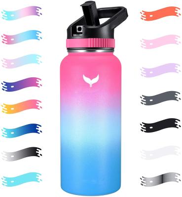 China Sturdy 18oz 32oz 40oz Wide Mouth Vacuum Insulated Stainless Steel Straw Lid Water Bottle Sturdy Wide With Dust Proof for sale