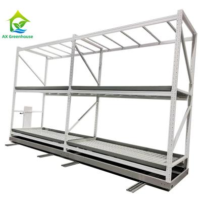 China Seedling Planting Custom Rolling Greenhouse Grow Rack Systems With Abs Food Tray for sale