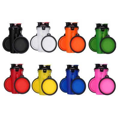 China Collapsible Double Dog Storage Container Silicone Travel Pet Food Water Bottle Automatic Single Chambered Bowl Water Bottle for sale